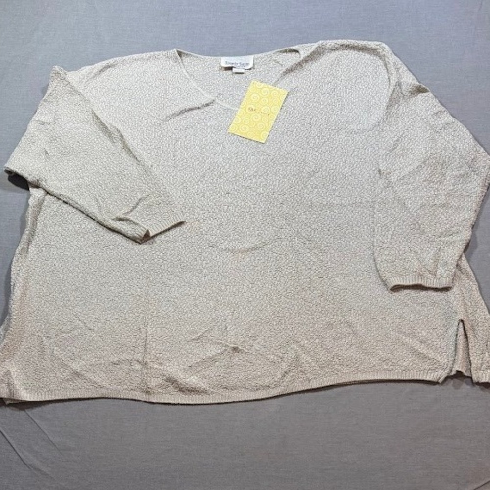 Simply Susan by Susan G 3X Beige Textured Knit V-Neck Sweater Top New